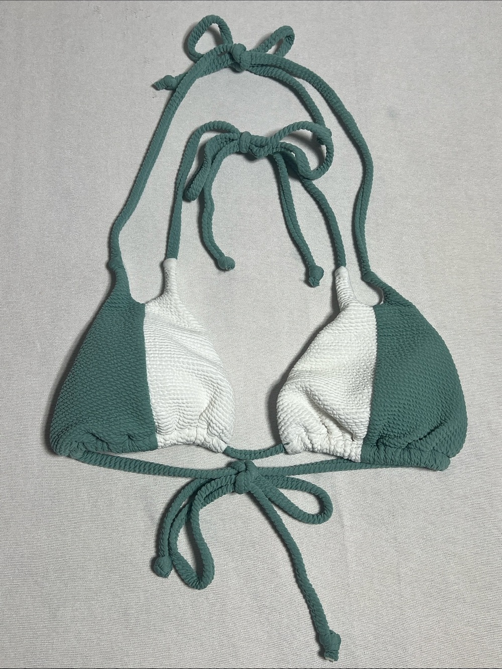 Green & White Triangle Bikini Top - Women Swim